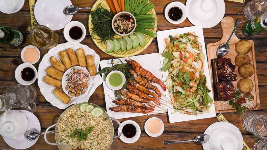 Dinner spread at Pho Mui Ne - Southern Vietnam Food Guide