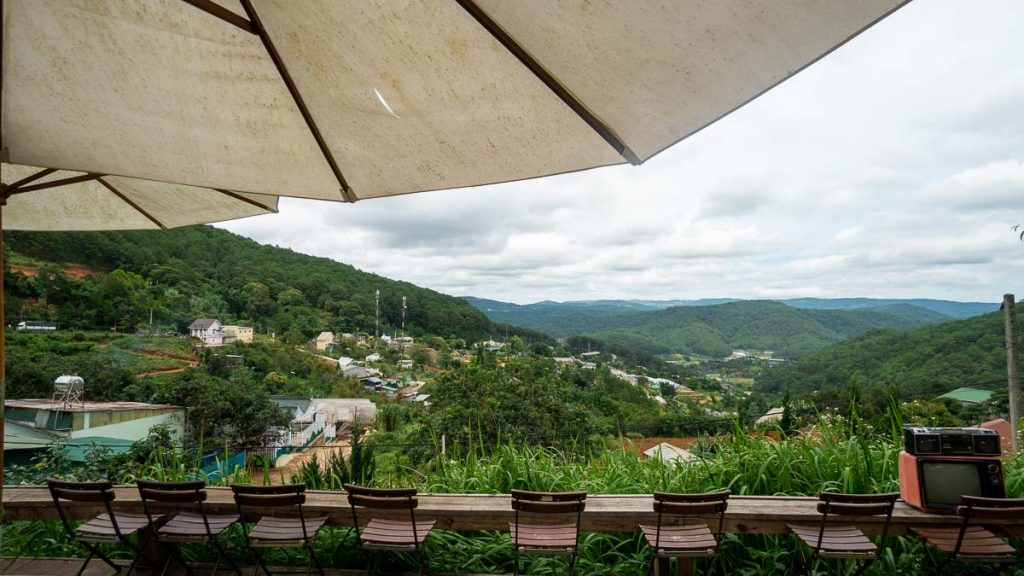 Mountain view from Cabin in the Woods Cafe Da Lat - Southern Vietnam Food Guide