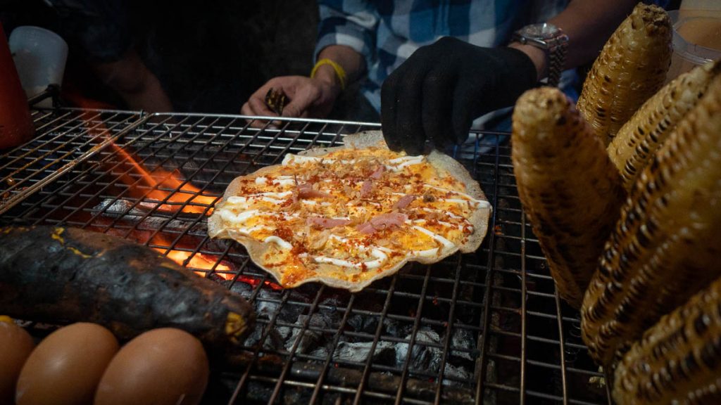 Vietnamese Pizza being grilled at Da Lat Night Market