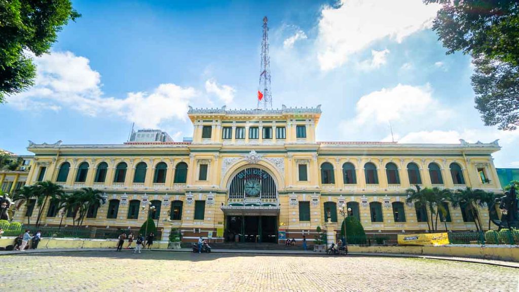 The yellow exterior of Sai Gon Central Post Office - Things to do in Ho Chi Minh City