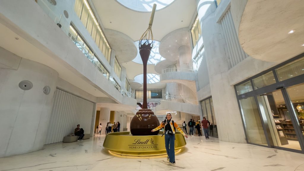 Chocolate Fountain Entrance of Lindt Home of Chocolate - Switzerland Things to Do