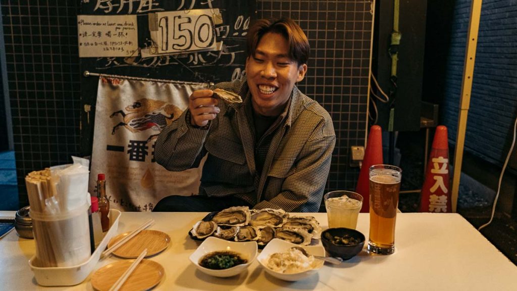 Sapporo Gotsubo Oyster Bar Outdoor Seating - Hokkaido Food Guide