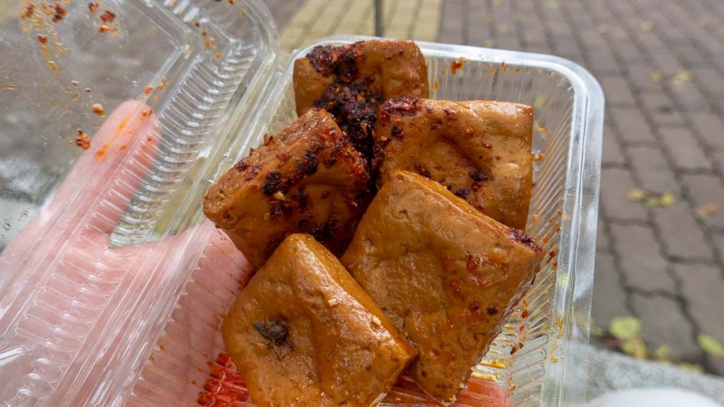 Spicy braised tofu from the Halal food sales at the Taipei Grand Mosque - Halal food in Taipei