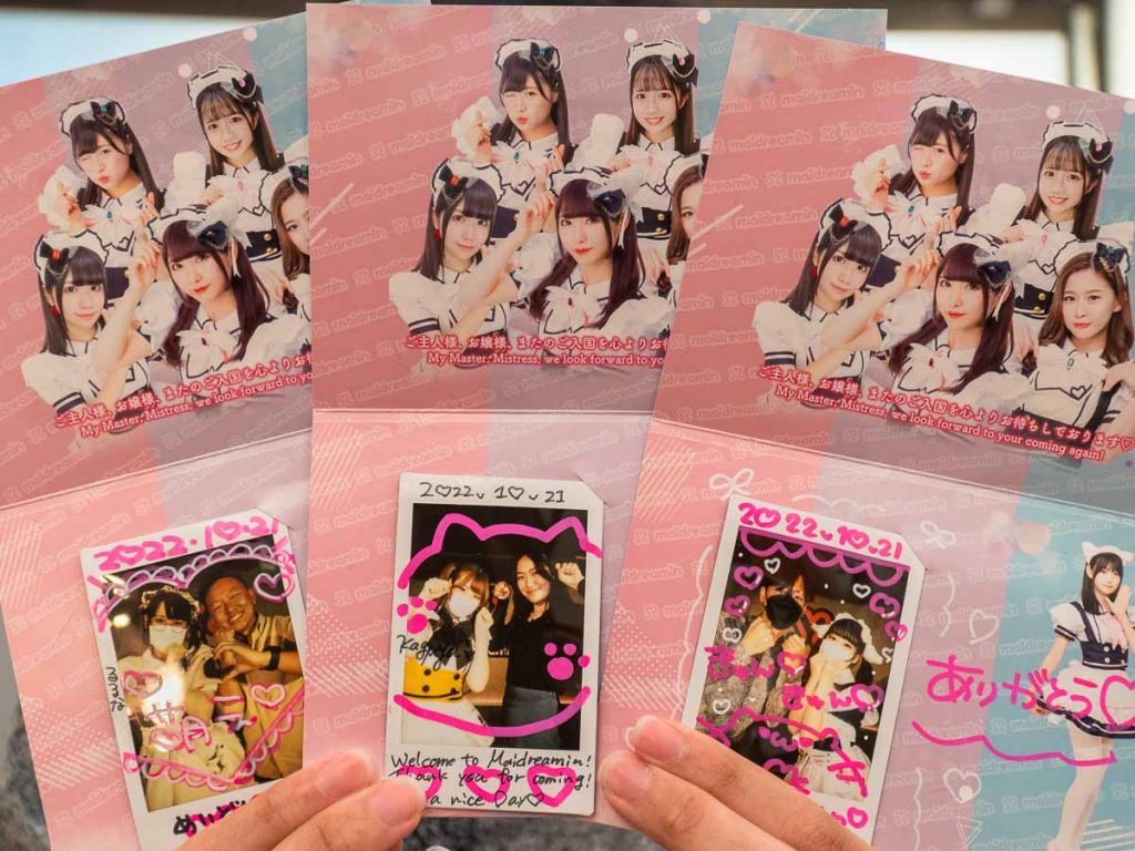 Signed polaroid picture at Maid Cafe Heaven's Gate - Japan Itinerary