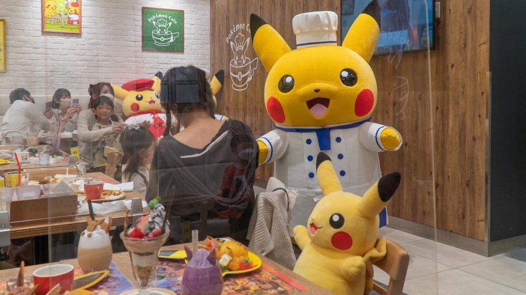 Pikachu Dancing at Pokemon Cafe - Travelling with Young Kids
