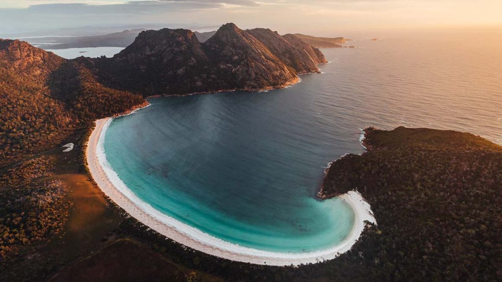 Freycinet National Park Wineglass Bay Drone Shot - Best Things to do in Tasmania