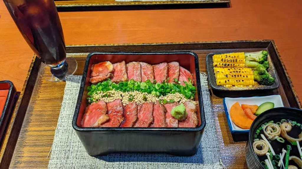beef set with sides in issho ueno - muslim-friendly food in tokyo