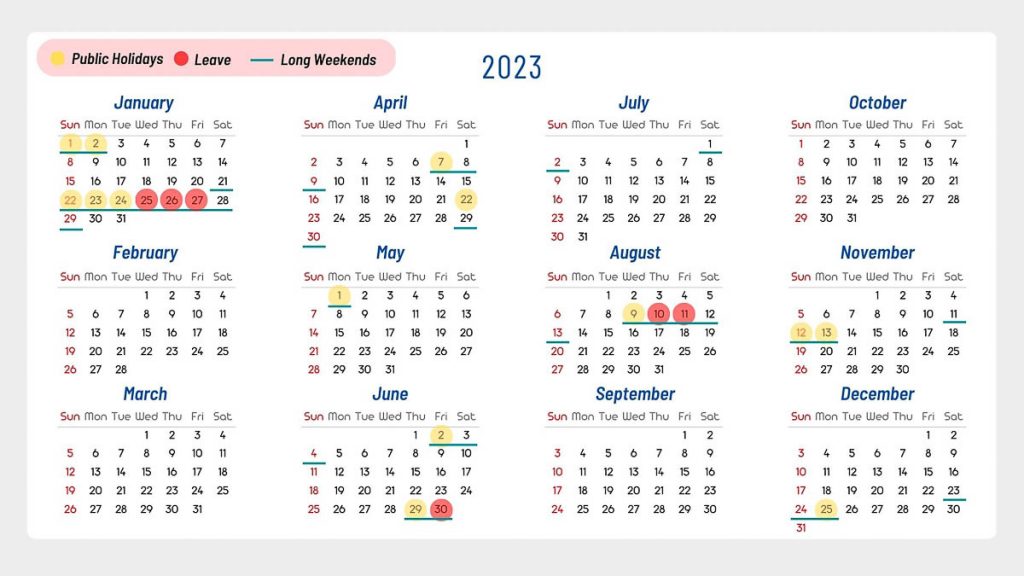 Calendar - Long weekend guide public holiday Singapore 2023
