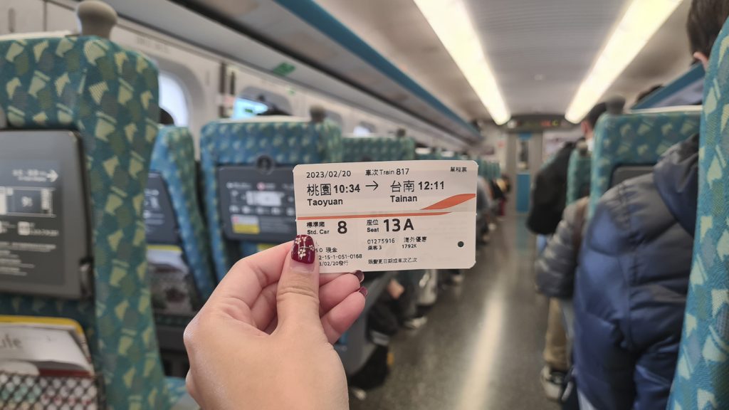 Holding THSR Ticket in Train - Taiwan High Speed Rail