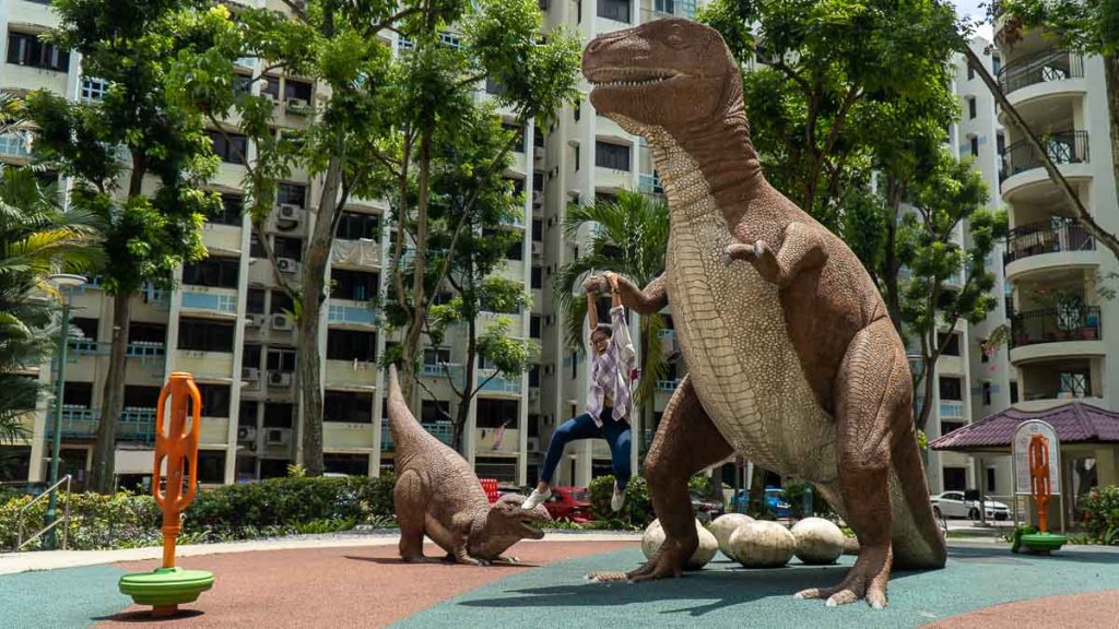 Girl Playing at Dinosaur Playground - Toa Payoh Heritage Trail
