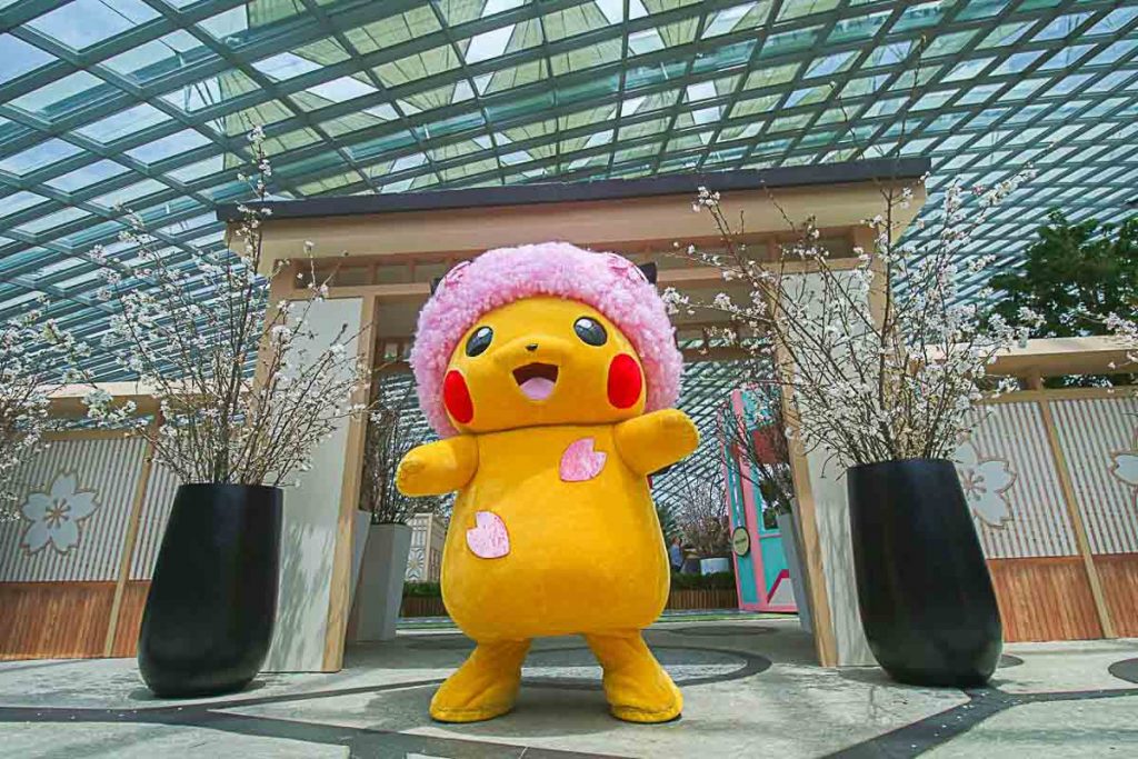Gardens by the Bay sakura pikachu special appearance - Things to do in Singapore March 2023