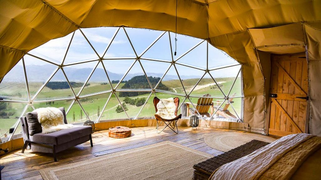 Room inside Valley Views Glamping Dome tent in New Zealand - New Zealand Off-peak
