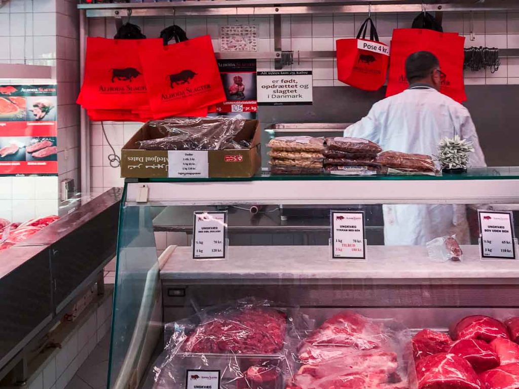 a display of red meats from Alhoda Slagter - Denmark Nørrebro