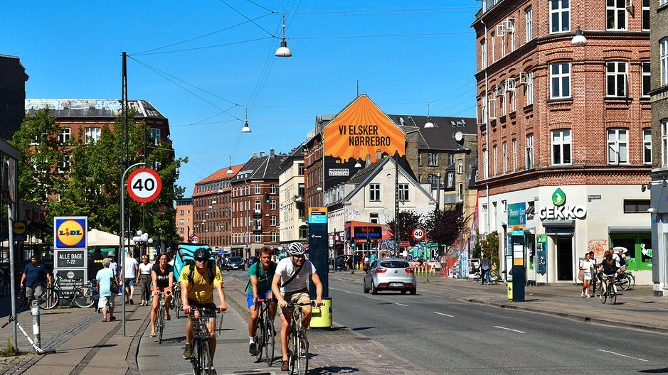 cyclists in front of norrebro bycentre -Denmark Nørrebro 