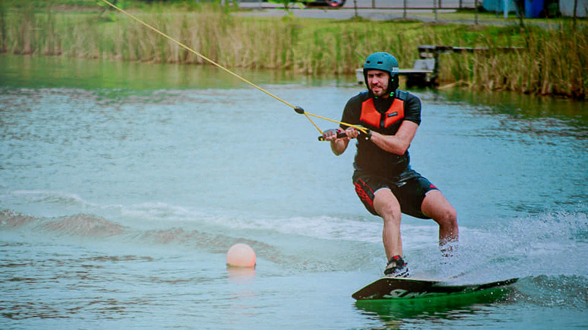 Man surfing at Batam Wakepark - Things to do in Batam