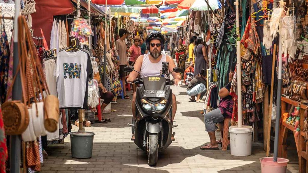 Foreigner riding scooter in Bali