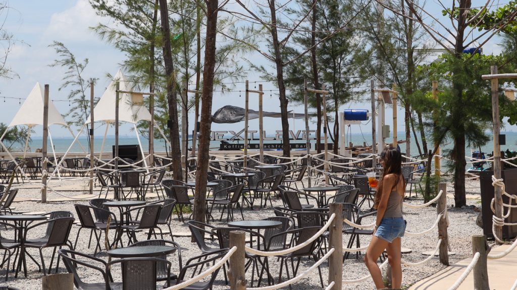 Outdoor sea-facing seats at Next Level, Batam — Things to do in Batam