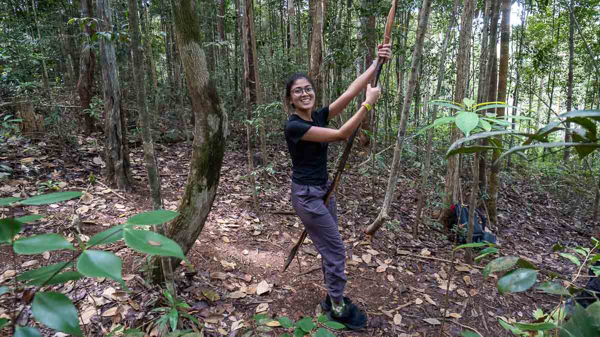 Girl swinging on vine at Panbil Nature Reserve - Things to do in Batam