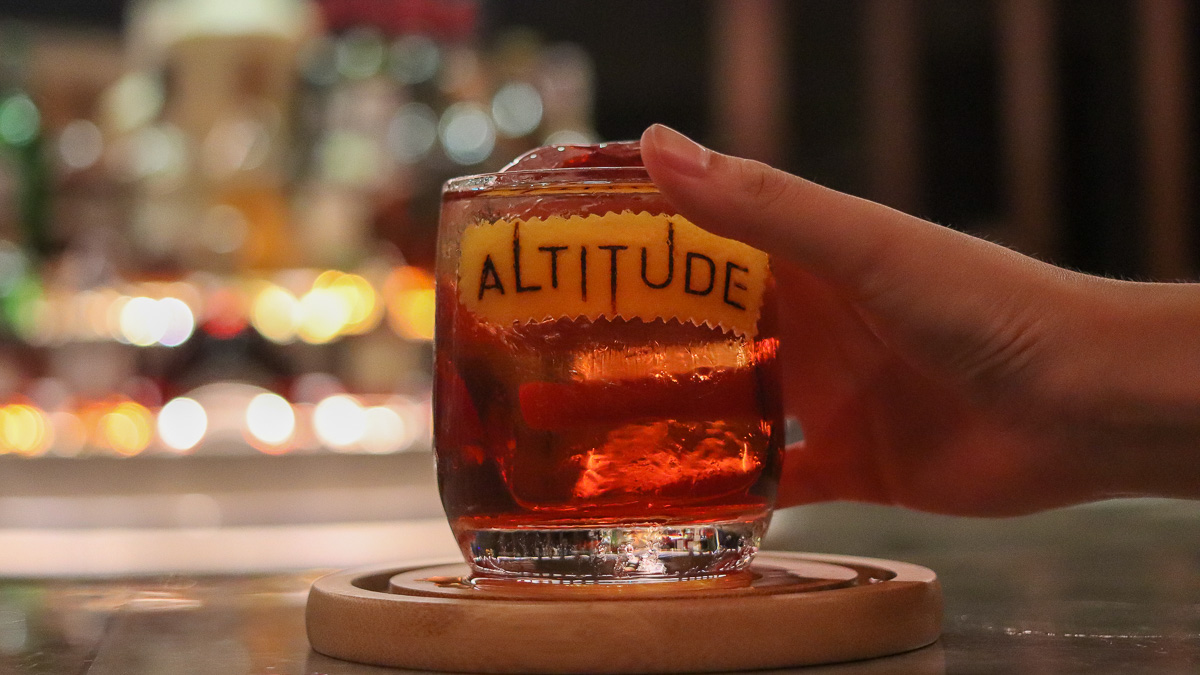 Signature bartender drink at Altitude bar on top of Marriott Hotel, Batam — Things to do in Batam
