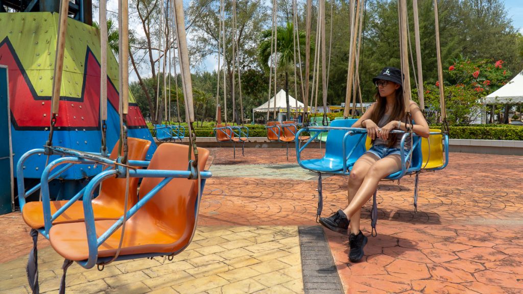 Sitting on a ride at Wisata Ocarina Batam — Things to do in Batam