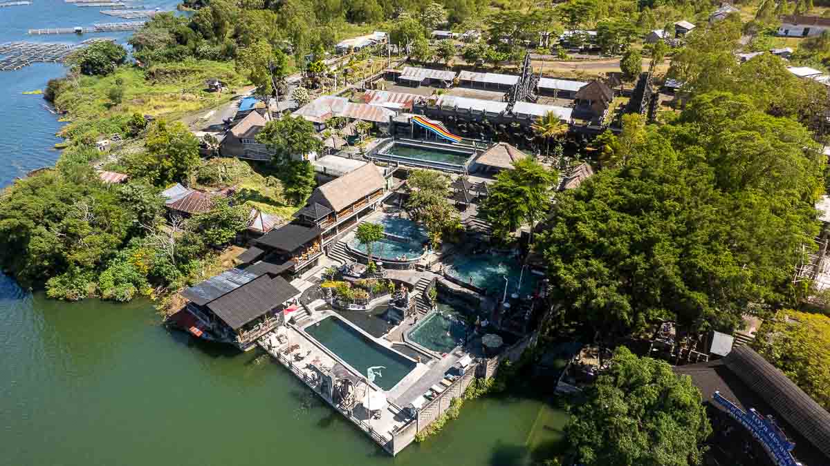 Drone shot of Batur Natural Hot Spring - Things to do in Batur