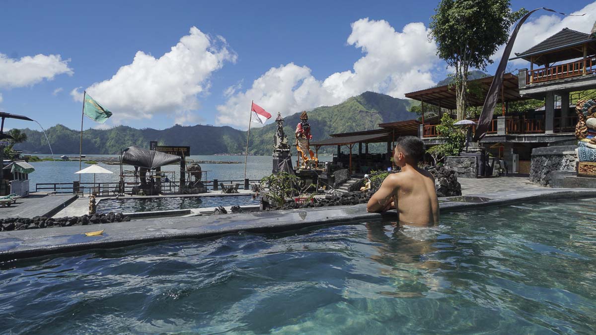Person at Batur Natural Hot Spring - Things to Do in Bali