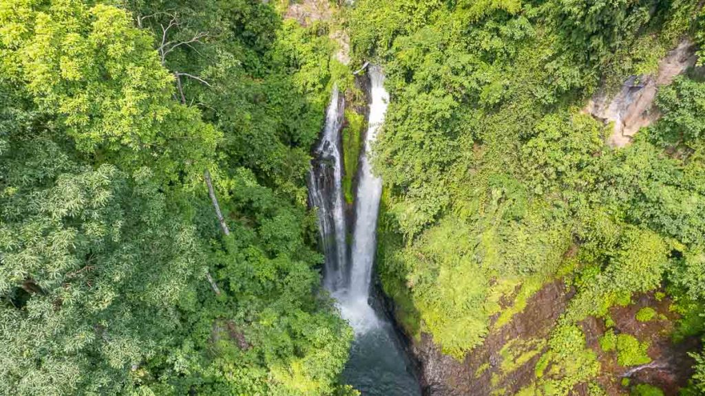 Drone shot of Aling-Aling Waterfall