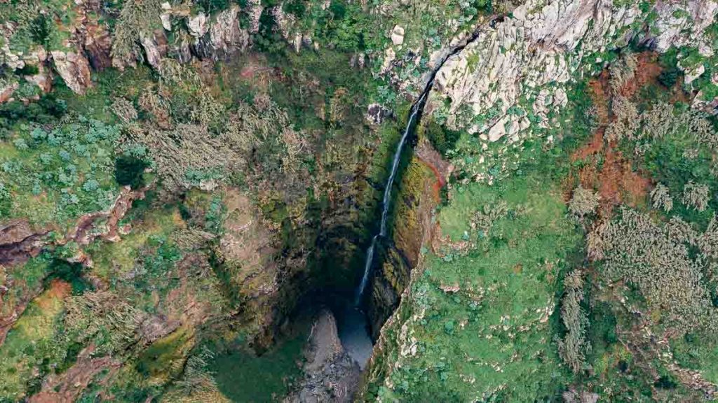 Garganta Funda Waterfall Drone Shot Madeira Travel Guide
