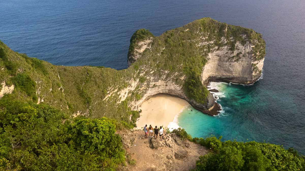 Drone shot at Kelingking Beach - Bali Itinerary