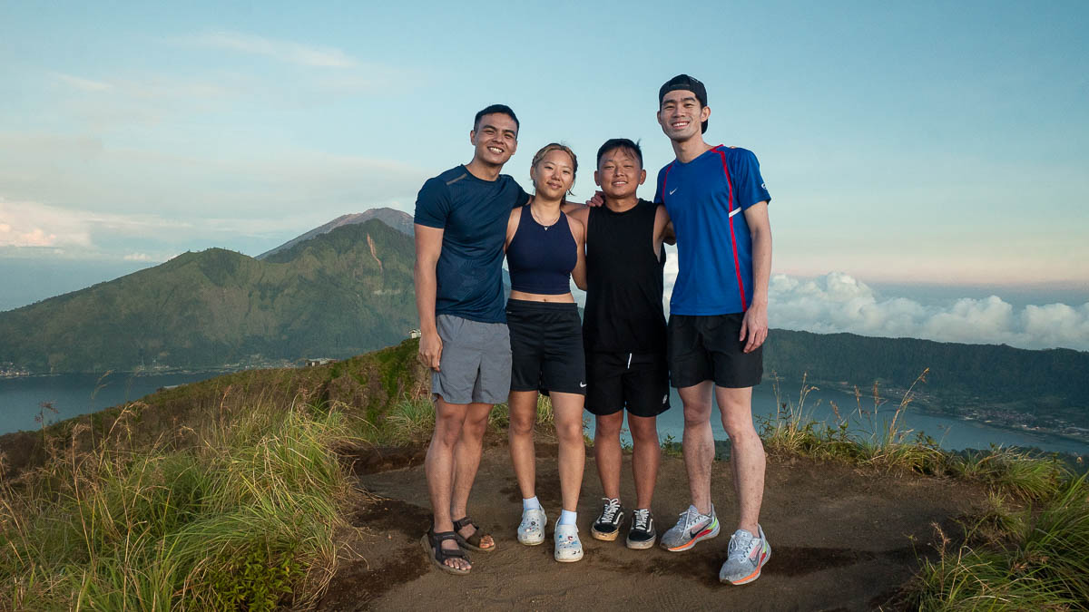 Friends at the peak of Mount Batur