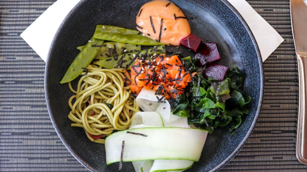 Salmon Poke Bowl during buffet breakfast at Club Med Bintan — Retreat in Bintan