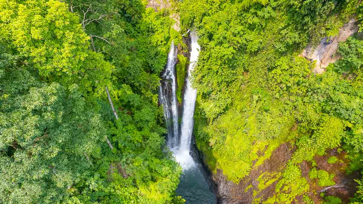 Drone Shot of Aling-Aling Waterfall in North Bali