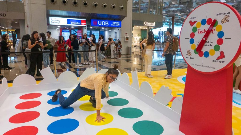 Life-sized Twister game in Changi Airport - Things to do in Singapore June 2023