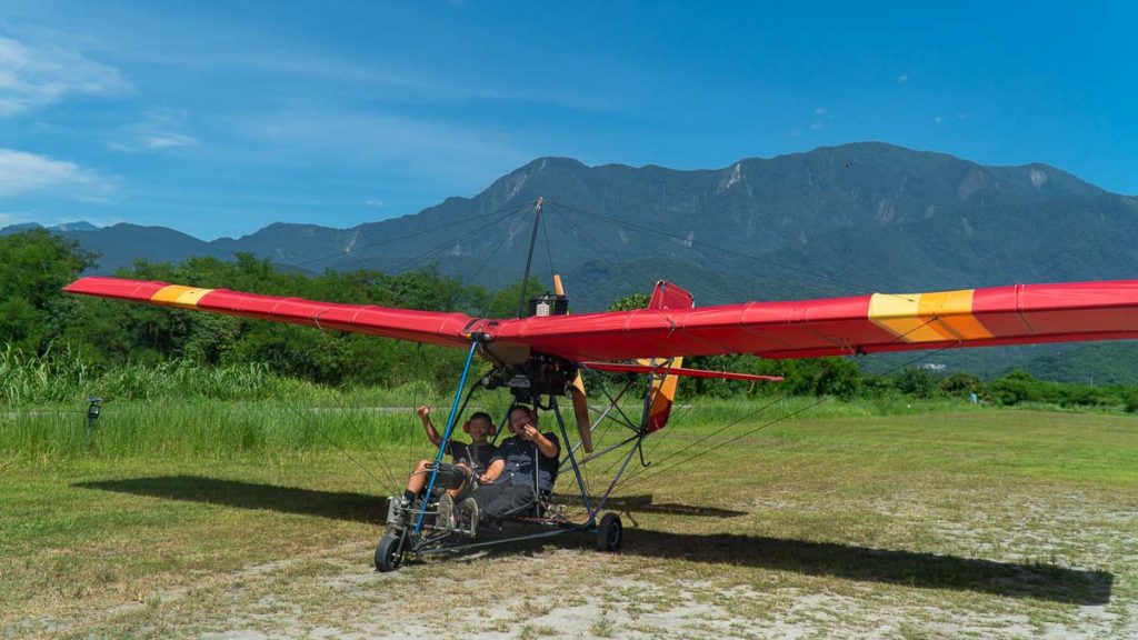 Pilot and passenger about to take off in light aircraft in Hualien - Things to do in Hualien