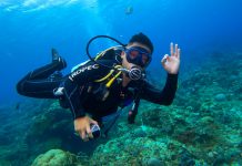 Man diving in Green Island, Taitung, Hualien - Adventures in Taiwan