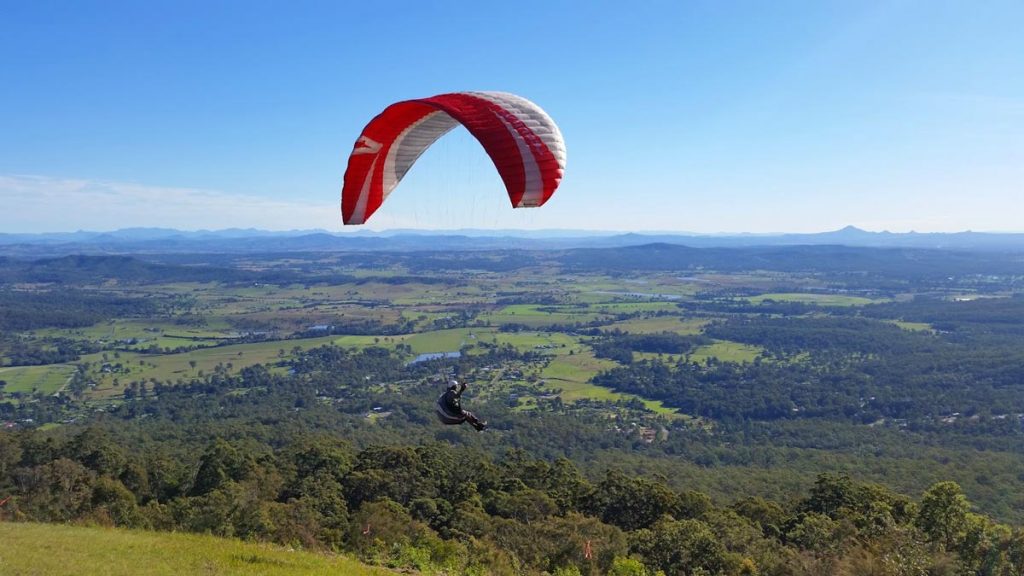 paraglider at hang glider launch and lookout point 