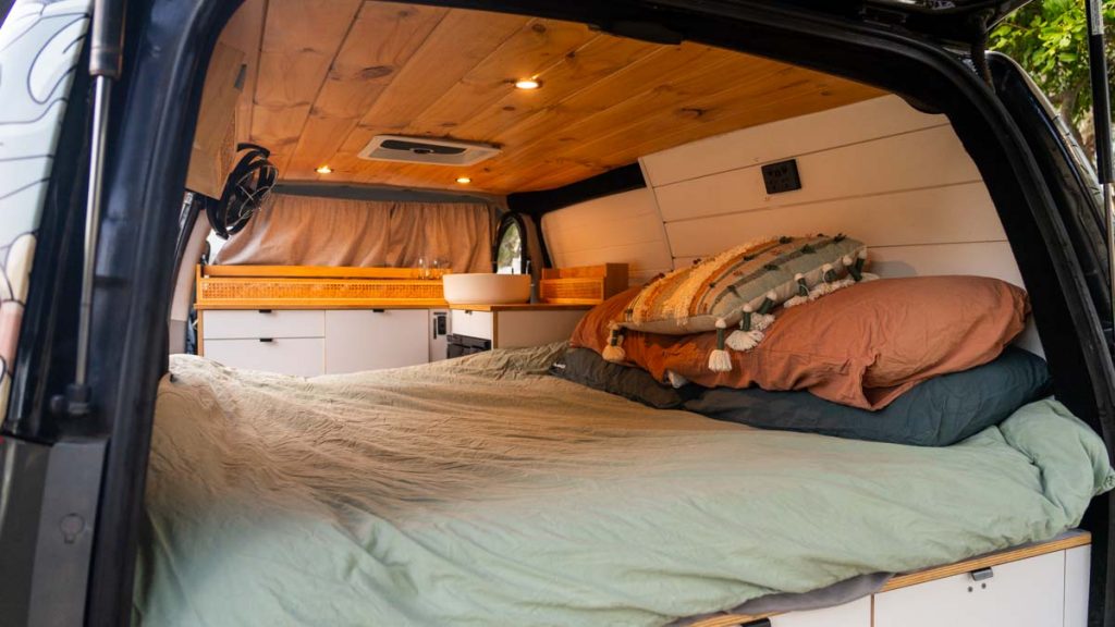 interior of camper van with bed - Camper Van Road Trip Gold Coast Itinerary