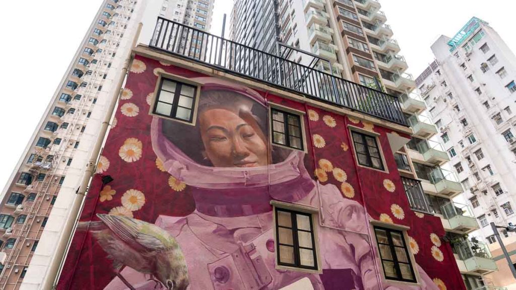 wall art mural during central street art tour - hong kong itinerary