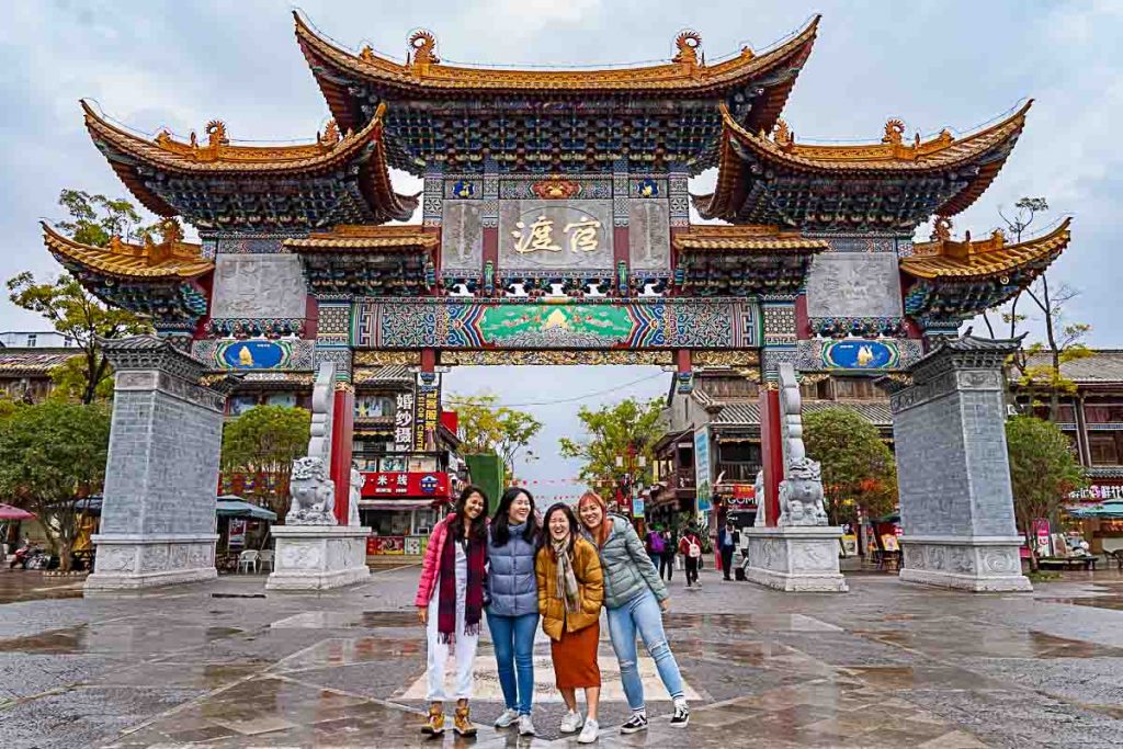 Group photo in Guandu Ancient Town - Kunming Things to Do