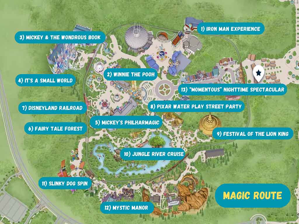 suggested Magic Route to navigate Hong Kong Disneyland
