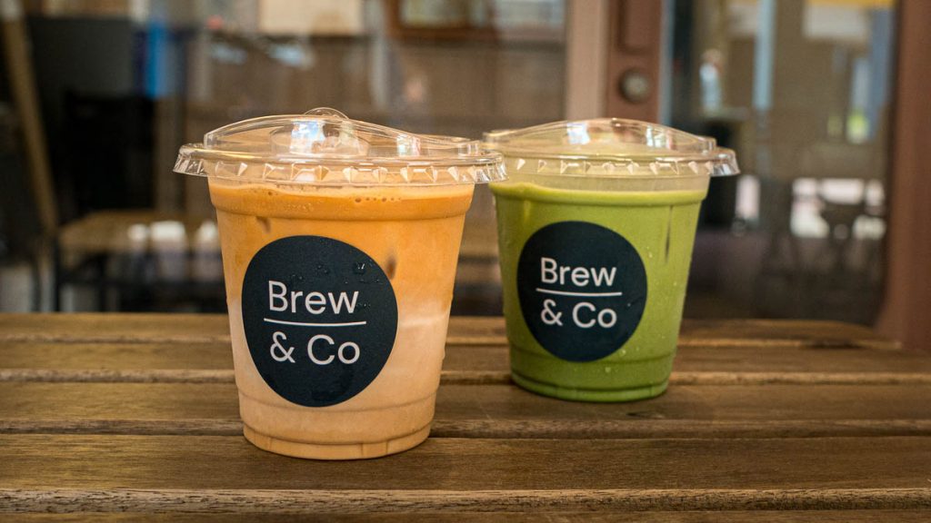 Brew & Co iced coffee and matcha - Things To Do In Ang Mo Kio