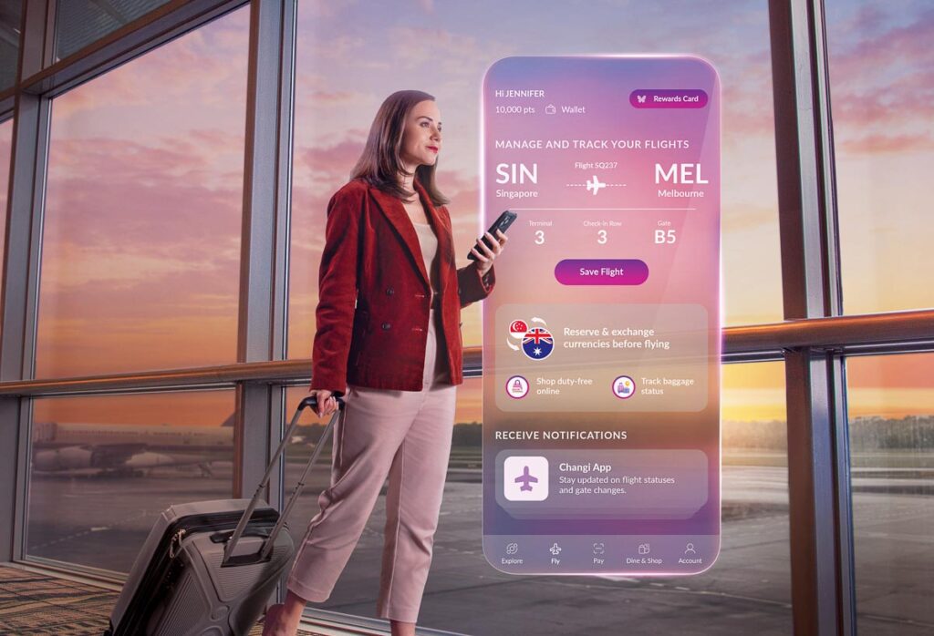Woman with a Luggage - Changi App
