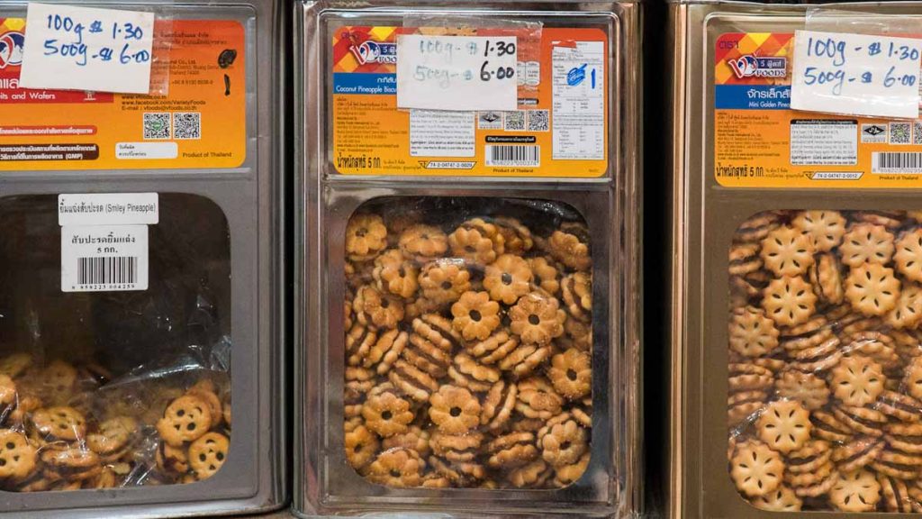 Seah's Biscuit Shop tin boxes with price tags - Things To Do In Ang Mo Kio