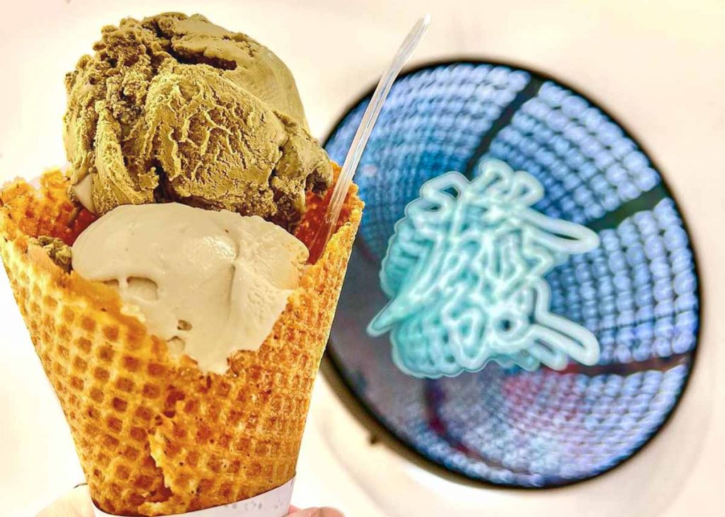 Neon mahjong "Huat" sign and ice cream cone at Wonders - Things To Do In Ang Mo Kio