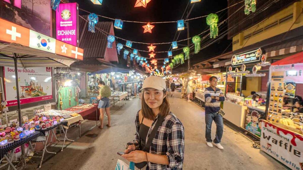 Pai Walking Street at Night - Thailand Road Trip from Chiang Mai