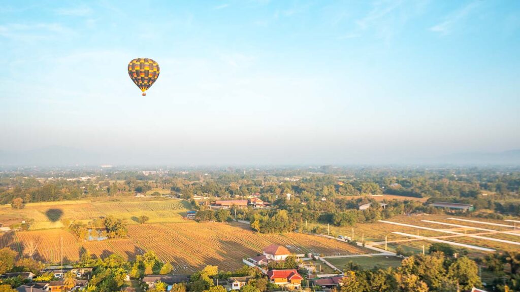 Panoramic View from Hot Air Balloon in Chiang Mai Northern Thailand