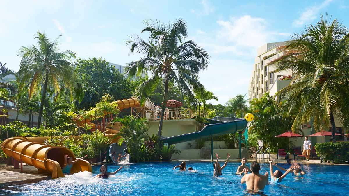 Parkroyal Swimming Pool with Giant Slides - Beach Resorts near Singapore