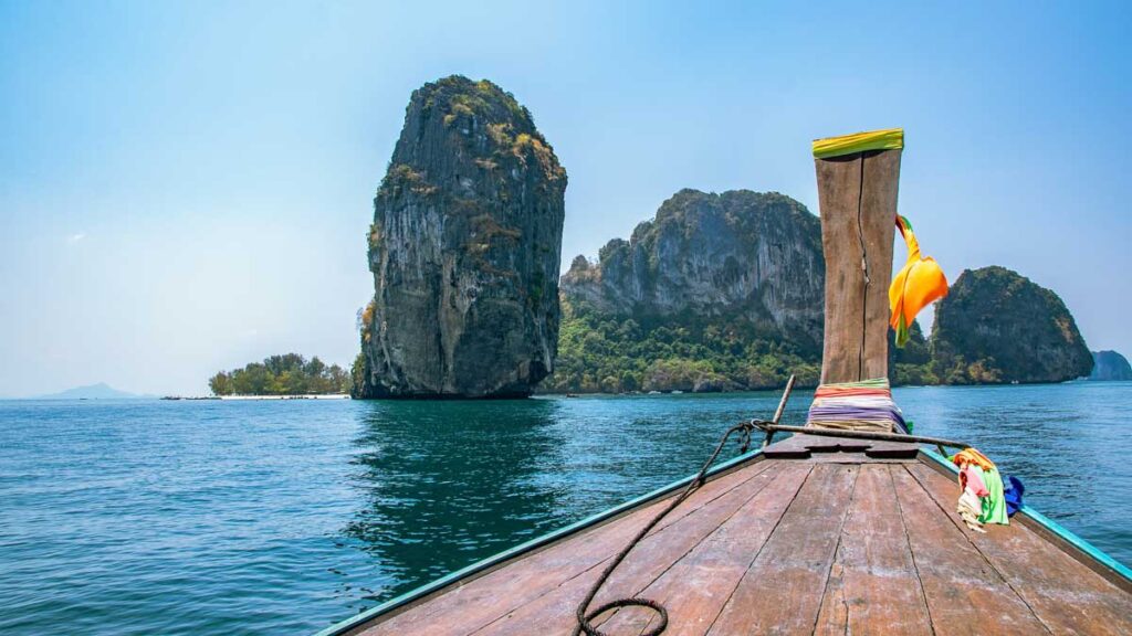 Longtail boat while island hopping in Krabi, Thailand – things to do in Krabi