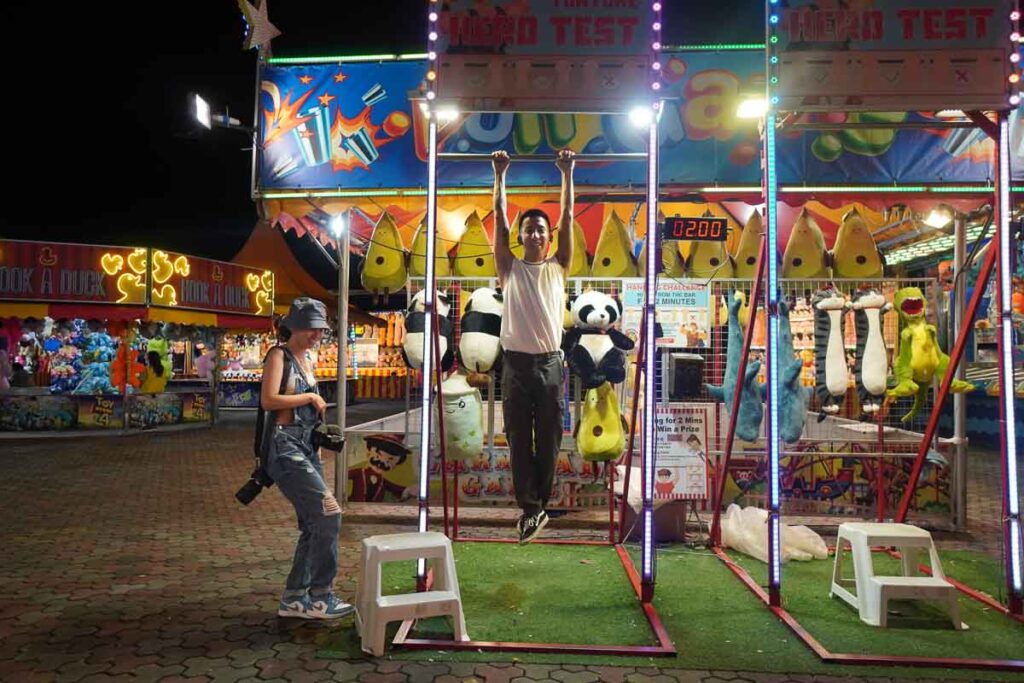 Guy hanging from armbar at Euro Fun Park 2D1N Itinerary in JB
