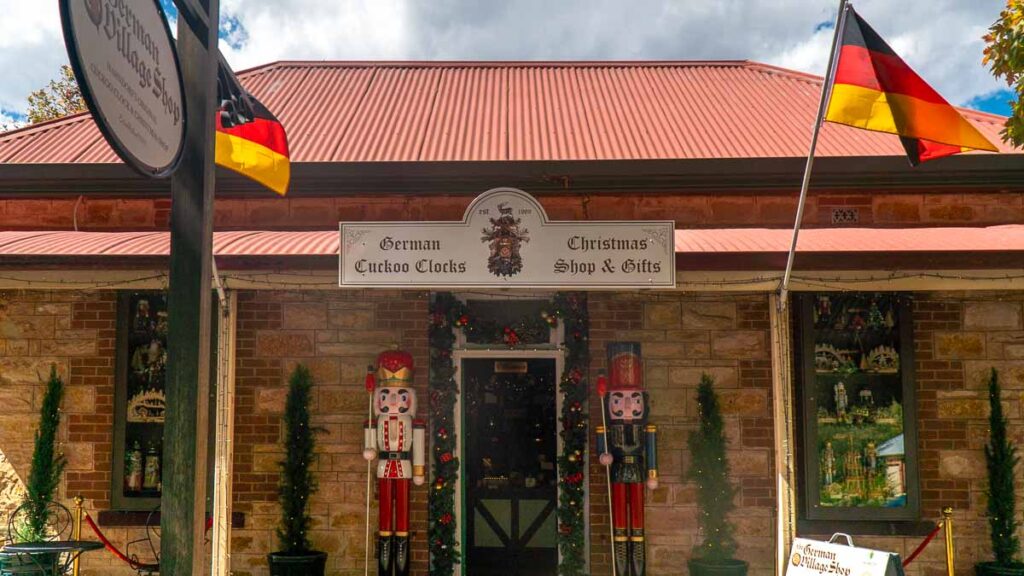 German Christmas Shop entrance at Hahndorf Village - Things to do in South Australia